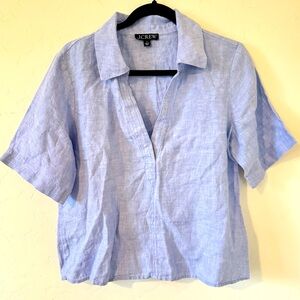 J.Crew Bungalow Popover Blouse 100% Linen Size S